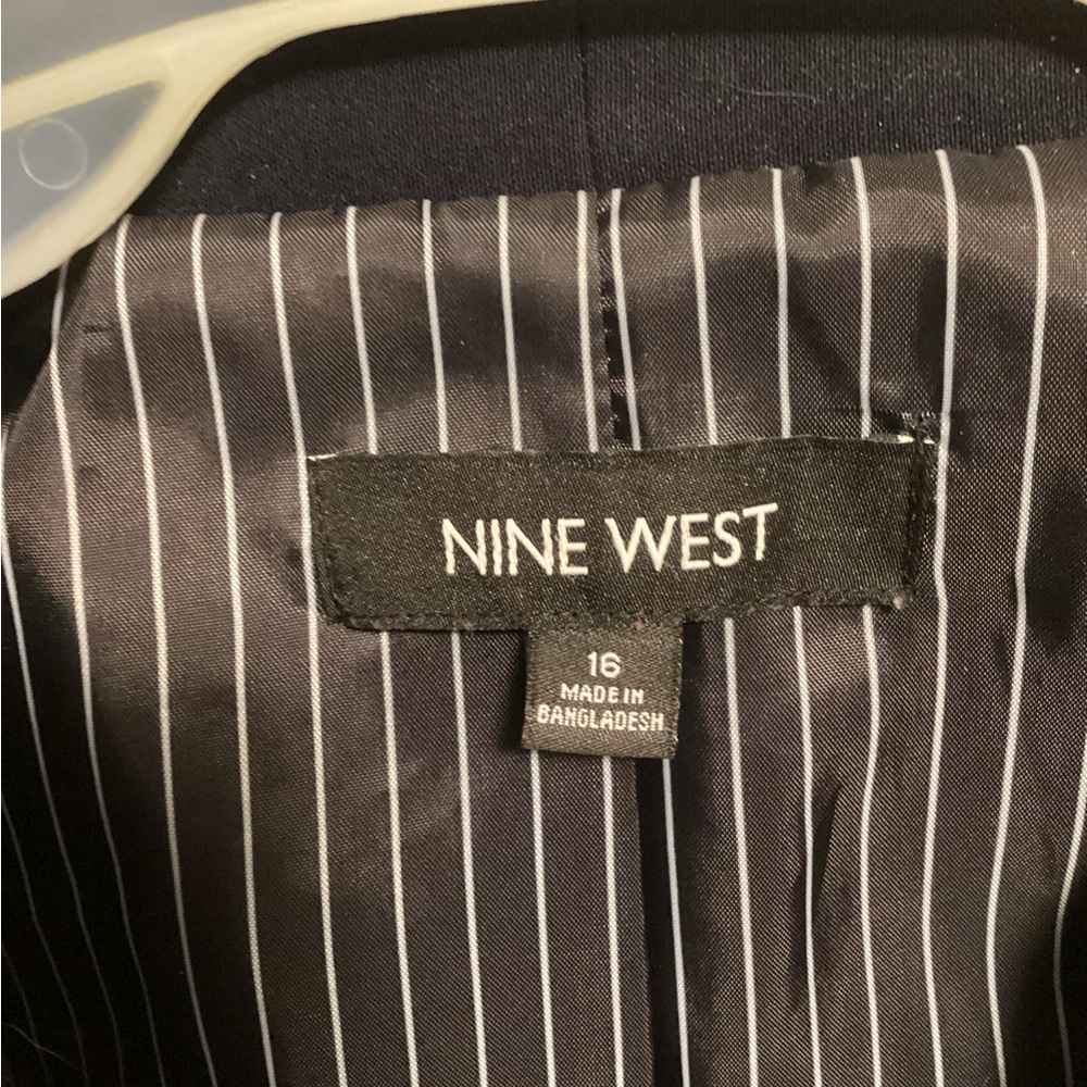 Nine West Black Pinstripe Blazer
